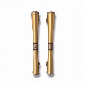 21.6" Set of Brass Main Entry Door Handle | Simple Carve Doors Pull | Antique Door Handles