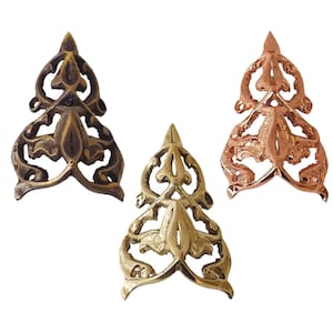 78mm Set of Vintage Floral Wulou Brass Skiffers Corner Protector | Skirting Wall Protector | Wall Corner Protector | Corner Guard Hardware