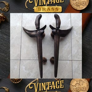 46 cm par vintage Keris Simple Kris svarta dörrhandtag | Javanesisk antik dörrhandtag | Antik dörrhandtag i massiv mässing