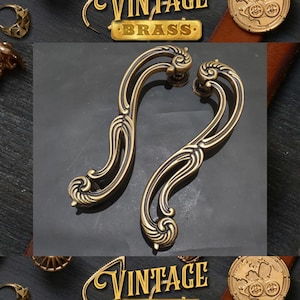 17.7&quot; Set of Vintage Special S Motive unique Door Handle | Antique Main Entry Door Pull | Solid Brass Door Handle Pull Express Ship