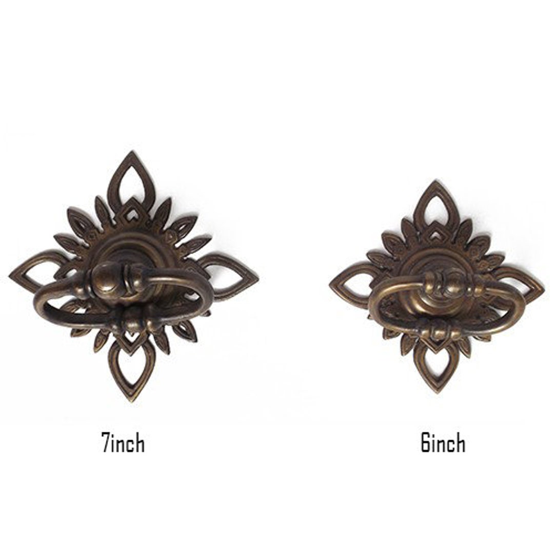 Vintage Filigree Star Backplate Main Entry Door Pull Handle Solid Brass