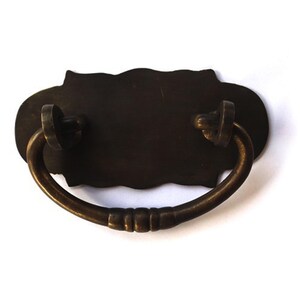 Maniglia per cassetti vintage in ottone massiccio con piastra piatta a nuvola