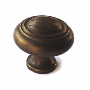 Antique Brass Knob Drawer Pulls, 3-Tier Round Solid Cabinet Handle Hardware (4-10 Pcs)