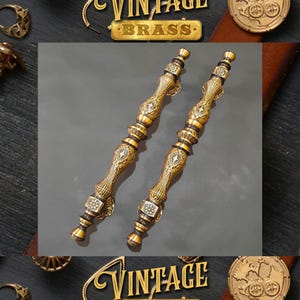 20.8&quot; inches Set of Vintage Luxury House Star Main Entry Door Handle Pull Solid Brass | Unique Brass Door Pull Antique Handle Express Ship