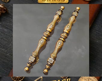 Vintage Solid Brass Luxury House Star Door Handle Pull - 20.8" Entry Hardware