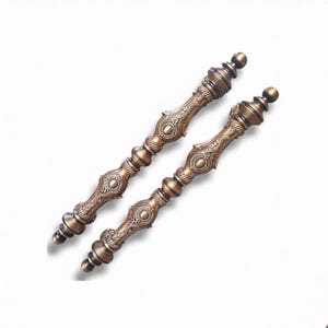 21.65" Brass Main Entry Door Handle Luxor Carve | Antique Door Pulls Exterior Hardware (2pcs)