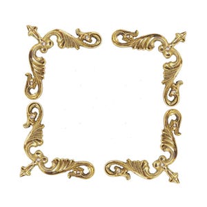 Set of 4 pcs Vintage Luxury Ornament Corner Decorative Plates Picture Frame Solid Brass Drawer Decor