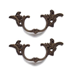3.34&quot; inches Set of Vintage Retro Floral Knob Cabinet Handle, Closet Door Pulls Solid Brass, Kitchen Drawer Handle, Dresser Handle Pull