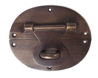 Vintage Solid Brass Oval Latch Lock: Chest Box Cabinet Safe (5 inch)