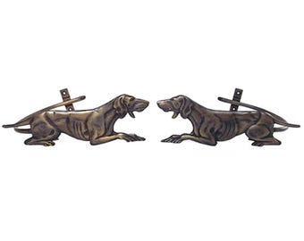 Pair of Vintage Dog Curtain Tie Backs Holdback Solid Brass Wall Hooks Hanger Home Decor