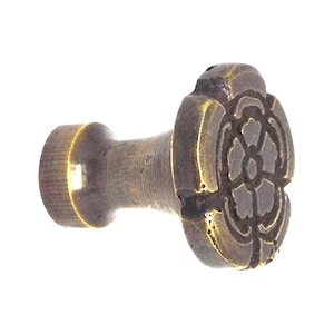 Set of Vintage Brass Kitchen Cabinet Knob Drawer Handle Pulls Cherry Blossom