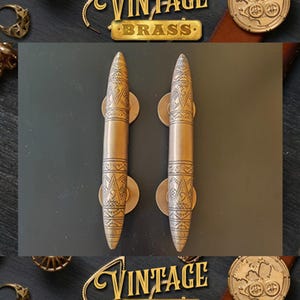 Set of Vintage Main Entry Door Pull Handle Torpedo shape Solid Brass Home Decor Express Ship