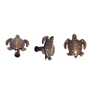 1.6" Solid Brass Knob Drawer Pulls Handle, Vintage Little Turtle Cabinet Drawer Pull