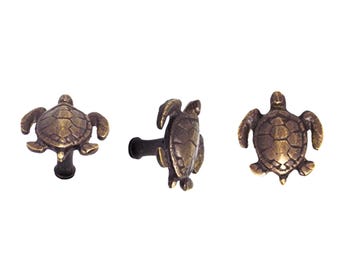 1.6" Solid Brass Knob Drawer Pulls Handle, Vintage Little Turtle Cabinet Drawer Pull