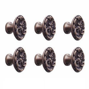 Set of Vintage Knob Drawer Pulls Handle, Brass Cabinet Kitchen Drawer Handle French Flower