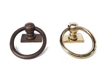 1.57" inch Set of Knob Drawer Pulls Handle, Vintage Antique Solid Brass Drawer Pulls, Rectangle Backplate Drawer Pulls Home Decor