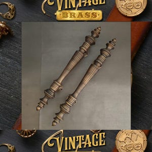 Vintage Minaret Main Entry Brass Door Handle Pull, Unique Door Handle, Antique Door Handle Express Ship