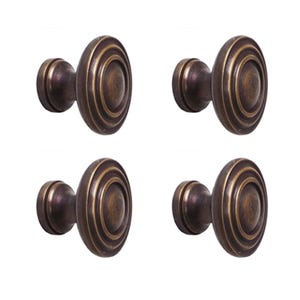 Set of Vintage 3 Tier Round flat Drawer Pulls, Knob Drawer Pulls, Knob Drawer Handle, Antique Solid Brass Drawer Pulls