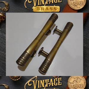 15,7" set med vintage enkla eleganta egyptiska antika dörrhandtag i massiv mässing för heminredning