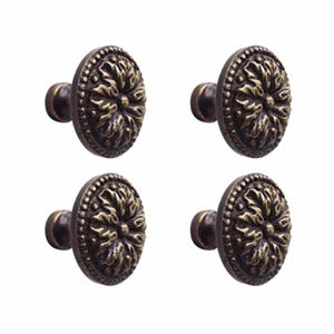 Lot of Knob Drawer Pulls Vintage Oakleaf Carve Brass Drawer Handle Kitchen Cabinet Decor