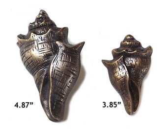 Vintage Knob Drawer Pulls, Seashell ocean Drawer Pulls, Unique Knob Drawer Handle, Vintage Solid Brass Drawer Pull, Brass Drawer Handle