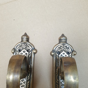 Set of Vintage Crown Carve Door Handle, Antique Brass Door Pull, Main Entry Door Handle, Unique Door Pull Express Ship image 5