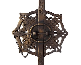 8.85" inches Vintage Luxury Oriental Design Latch Lock Solid Brass Safe Fast Gate Door Cabinet Lock
