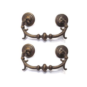 Juego de tiradores de cajón con roseta redonda vintage, manija de gabinete de latón antiguo, decoración de cajón