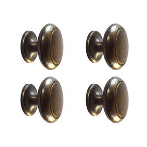 Set of 4pcs Knob Drawer Pulls, Vintage Drawer Handle, Antique Brass Drawer Pulls, One Tier Round Stripe Home Decor