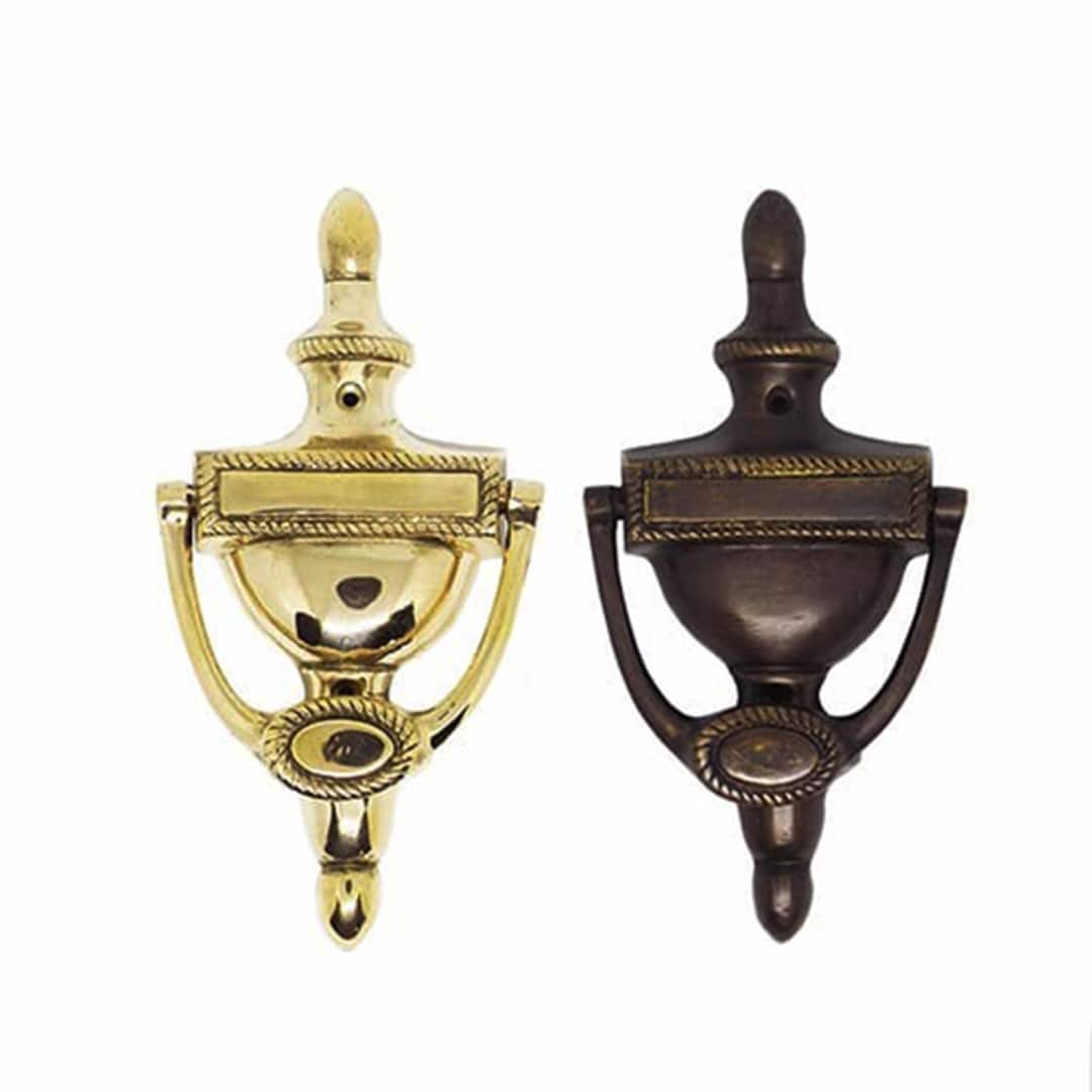 Heurtoir De Porte Rond Style Géorgien En Laiton – Finition Marron, Modèle 8, Fabrication Indienne, Aspect Ancien