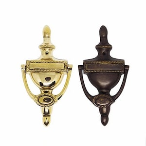 Vintage Classic Georgian victorian Door Knocker Antique Polished Solid Brass Finish Front Door Art