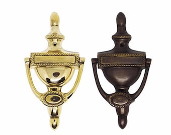 Vintage Classic Georgian victorian Door Knocker Antique Polished Solid Brass Finish Front Door Art