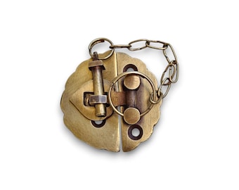 Vintage Solid Brass Flower Plate Latch Lock: Retro Cabinet Hardware