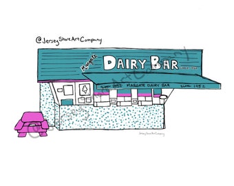 Margate Dairy Bar Illustration - Margate, Longport, Ventnor, NJ : Jersey Shore Art Company
