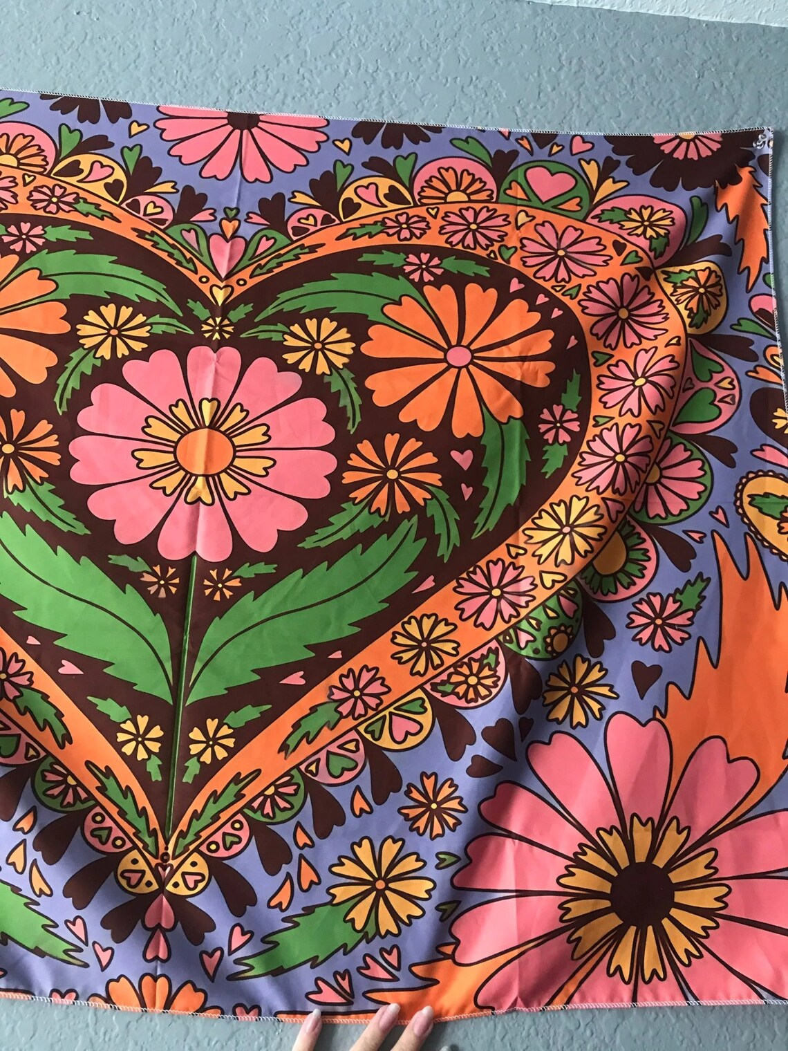 Vintage Flower Wall Tapestry Flower Tapestry Floral Heart Etsy