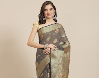 MIZZIFIC Chanderi Cotton Saree 1115