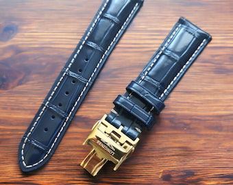 Genuine Leather Strap for Longines Masters Collection L2/L3/L4 Watch, 19/20/21mm Band wh Deployment Buckle