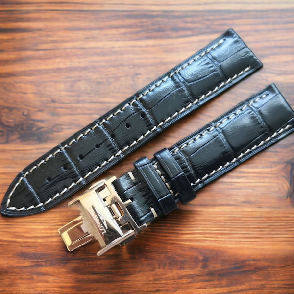 Genuine Leather Strap for Longines Masters Collection L2/L3/L4 Watch, 19/20/21mm Band wh Deployment Buckle