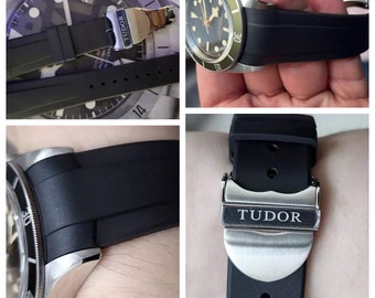 20/22mm. Silicone Rubber Band for Tudor Black Bay Watch, Rubber Strap