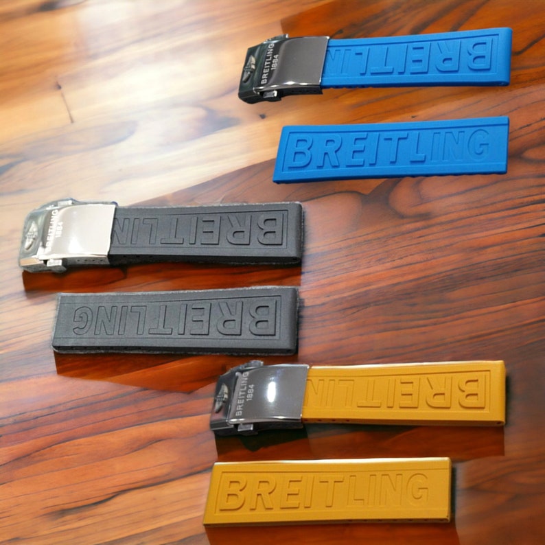 Bracelet en caoutchouc 22/24 mm pour montre Breitling Navitimer/Avenger, fermoir à boucle de rechange image 6