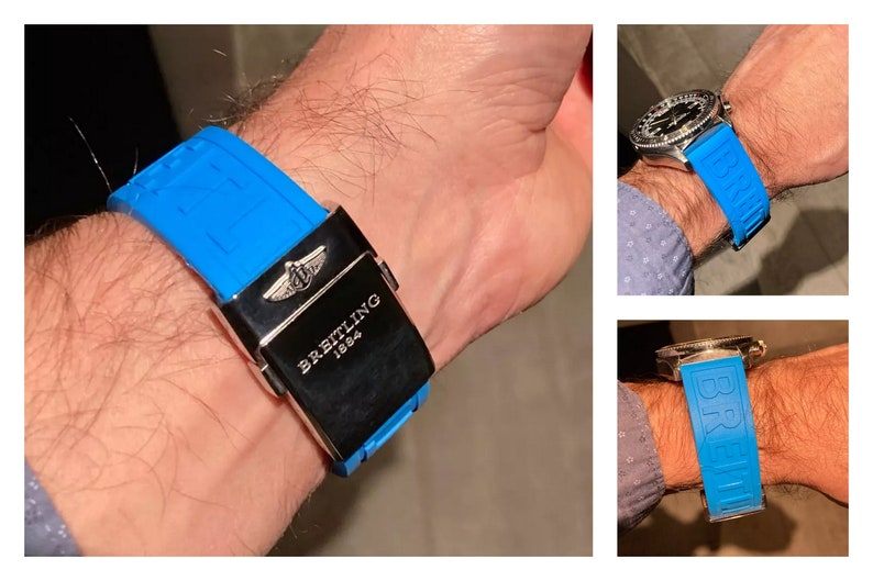 22/24 mm rubberen band voor Breitling Navitimer/Avenger horloge, vervangende bandgespsluiting afbeelding 1