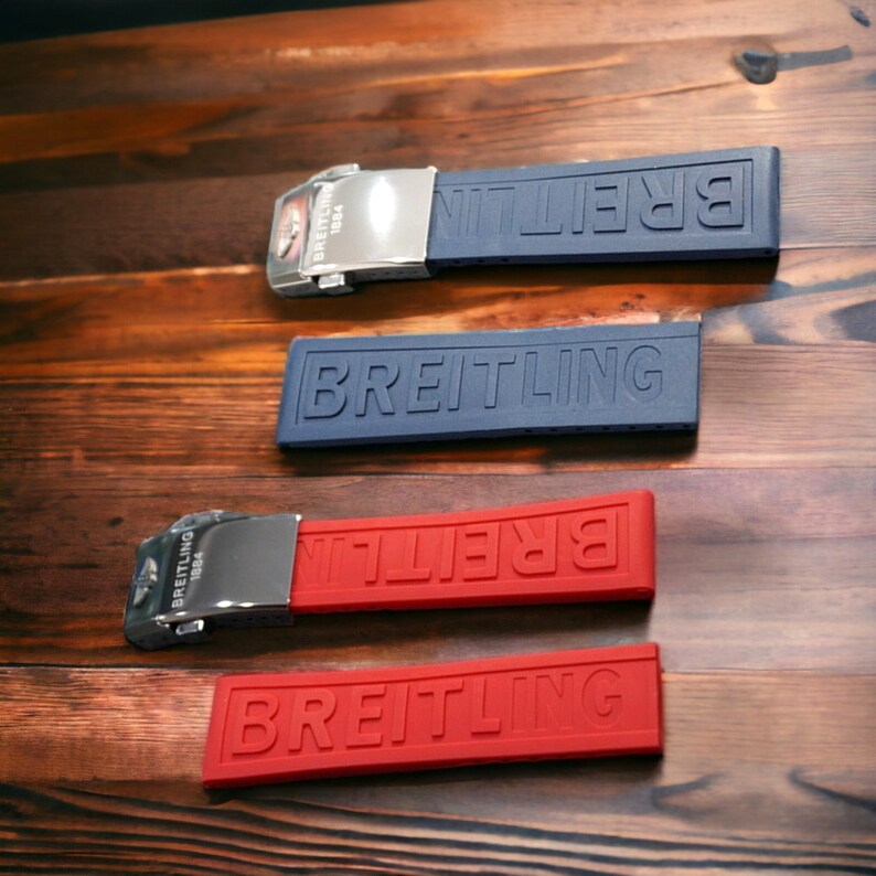 22/24 mm rubberen band voor Breitling Navitimer/Avenger horloge, vervangende bandgespsluiting afbeelding 4