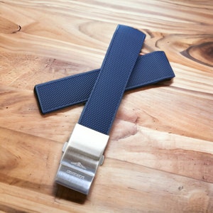 Rubber Strap for Longines Conquest/HydroConquest Watch, 21mm Band with Deployment Clasp