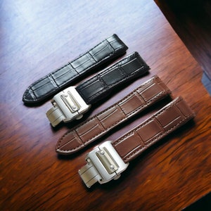 20/23mm Genuine Leather Strap for Cartier Santos 100 Watch with Folding Buckle