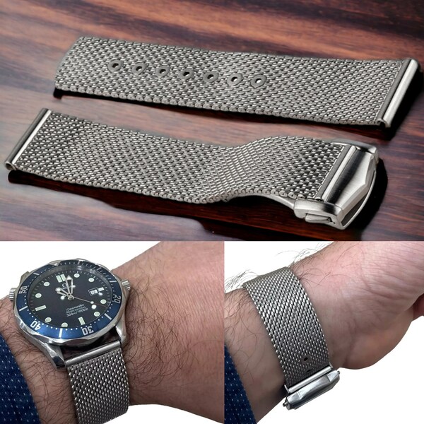 20/22mm. Bracelet en maille d'acier inoxydable pour Omega James Bond 007, Style No Time to Die