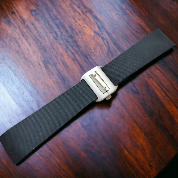 25mm Soft Rubber Strap for Cartier Santos 100 Series Watch with Folding Buckle