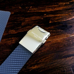 22mm/24mm Rubber Strap for Breitling Navitimer/Avenger/Superocean Watch, Replacement Band with Folding Buckle Clasp