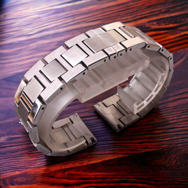 Stainless Steel Bracelet for Cartier Tank London/Solo, Strap with Folding Buckle 16/17.5/20/22/23mm