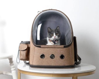 Space Capsule Cat Pet Backpack Carrier Porte-chien, Cadeau pour chat Personne, Sac à dos pour chat, Porte-chat, Porte-sac à dos pour chat, Porte-animaux de compagnie