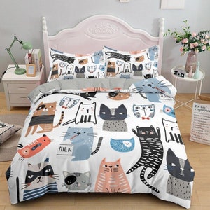 Cat Pattern Duvet Cover Set Bedding Set